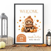 Herfst In Love Teddy Bear Oranje pompoen Welkom Poster