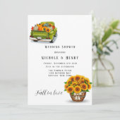 Herfst in Love  Truck Pumpkin Weduwen Shower Kaart (Staand voorkant)