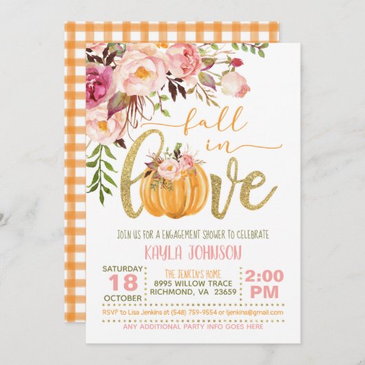 Herfst in Love Verloving Shower Invitation - OG Kaart (Voorkant / Achterkant)