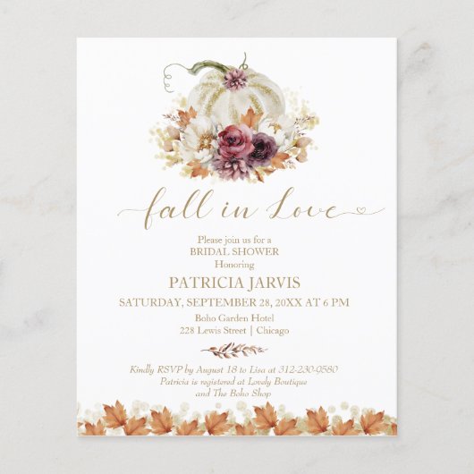 Herfst In Love Vrijgezellenfeest Budget Uitnodigin Flyer (Voorkant)