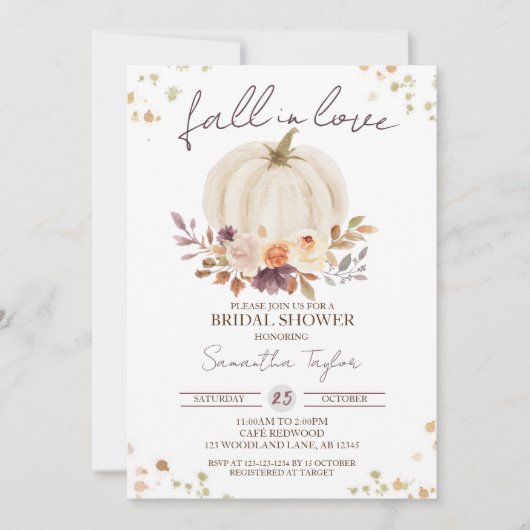 Herfst in Love Vrijgezellenfeest, Gold White Pumpk Kaart (Voorkant)