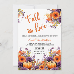 Herfst in Love Vrijgezellenfeest Pumpkin Purple Fl Kaart