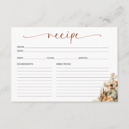 Herfst In Love Vrijgezellenfeest Recept Kaart (Voorkant)