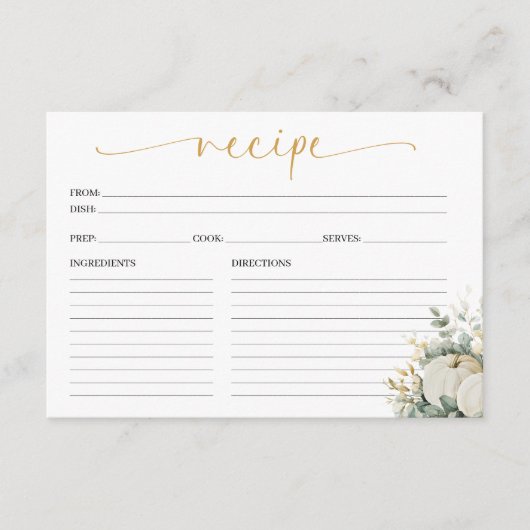 Herfst In Love Vrijgezellenfeest Recept Kaart (Voorkant)