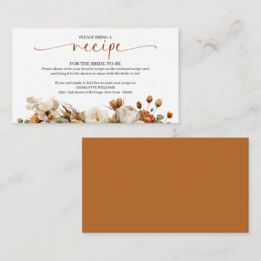 Herfst in Love Vrijgezellenfeest Recept Verzoek Informatiekaartje (Voorkant / Achterkant)