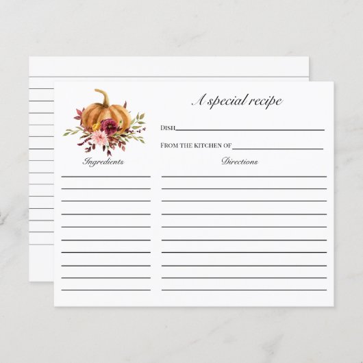 Herfst in Love Vrijgezellenfeest Recipcard (Voorkant / Achterkant)