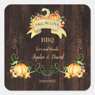 Herfst in Love Waterverf Pumpkin Old Barn BBQ Vierkante Sticker