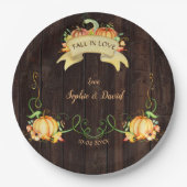Herfst in Love Waterverf Pumpkin Old Barn Wedding Papieren Bordje (Voorkant)
