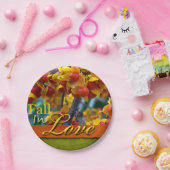 Herfst in Love Wedding Autumn Floral Photo Design Papieren Bordje (Feest)