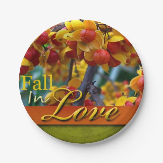 Herfst in Love Wedding Autumn Floral Photo Design Papieren Bordje (Voorkant)