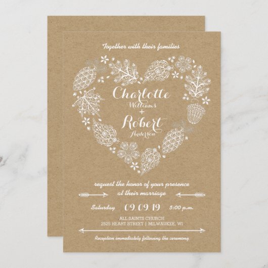 Herfst in Love Wedding Invitation Kaart (Voorkant / Achterkant)