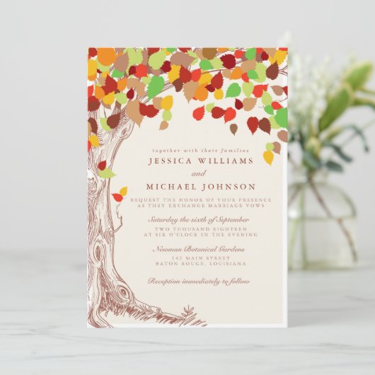 Herfst in Love Wedding Invitting Kaart (Staand voorkant)