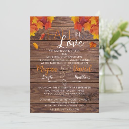 Herfst in Love Wedding Kaart (Staand voorkant)