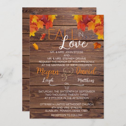 Herfst in Love Wedding Kaart (Voorkant / Achterkant)