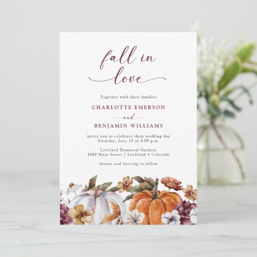 Herfst in Love Wedding Kaart (Staand voorkant)