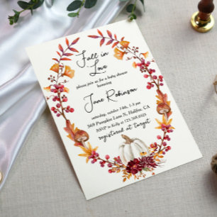 Herfst in Love White Pumpkin Baby shower Kaart