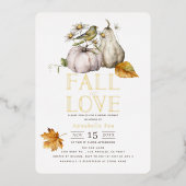 Herfst in Love White Pumpkin Bird Vrijgezellenfees Folie Uitnodiging (Voorkant)
