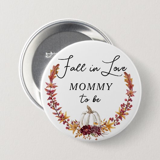 Herfst in Love White Pumpkin mama om Button te wor (Voorkant /achterkant)