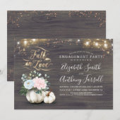 Herfst in Love White Pumpkin Rustic Engagement Par Kaart (Voorkant / Achterkant)