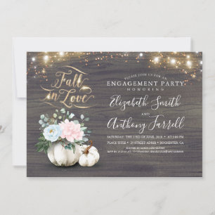 Herfst in Love White Pumpkin Rustic Engagement Par Kaart