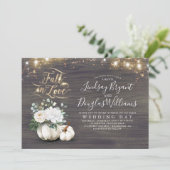 Herfst in Love White Pumpkin Rustic Fall Wedding Kaart (Staand voorkant)