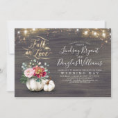 Herfst in Love White Pumpkin Rustic Fall Wedding Kaart (Voorkant)
