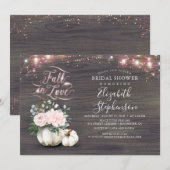 Herfst in Love White Pumpkin Rustic Vrijgezellenfe Kaart (Voorkant / Achterkant)