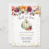 Herfst in Love White Pumpkin Vrijgezellenfeest Inv Kaart (Voorkant)