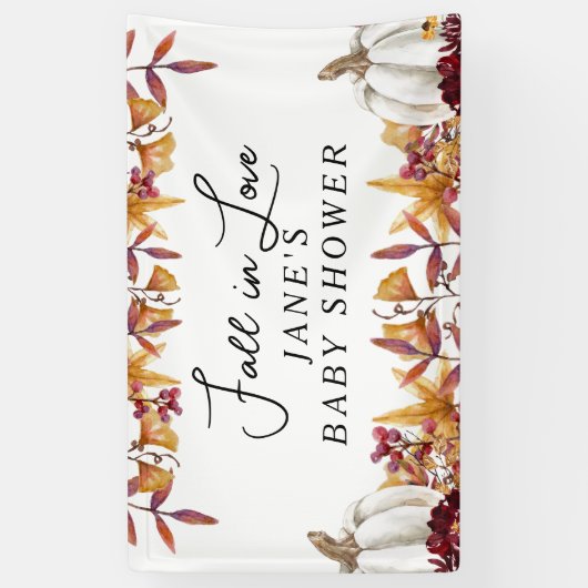Herfst in Love White Pumpkin Welcome Sign Spandoek (Verticaal)