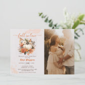 Herfst In Love Wildflower Pattern Baby shower Foto Kaart (Staand voorkant)