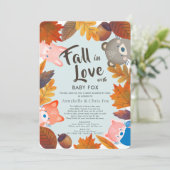 Herfst in Love Woodland Animals Blue Shower per po Kaart (Staand voorkant)