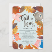 Herfst in Love Woodland Animals Blue Shower per po Kaart (Voorkant)