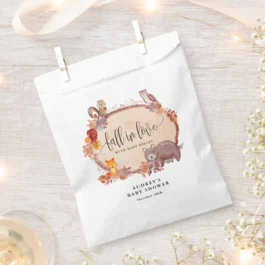 Herfst in Love Woodland Animals, Rustisch Baby sho Bedankzakje (Geknipt)