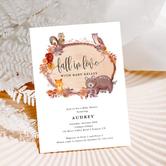 Herfst in Love Woodland Animals, Rustisch Baby sho Kaart