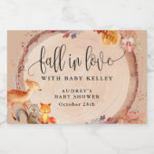 Herfst in Love Woodland Animals, Rustisch Baby sho Sparkling Wijnetiket (Enkel label)