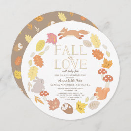 Herfst in Love Woodland Animals Virtual Baby showe Kaart