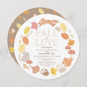 Herfst in Love Woodland Animals Virtual Baby showe Kaart
