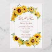 Herfst In Love Zonnebloem Bloemen Vrijgezellenfees Folie Uitnodiging (Voorkant)