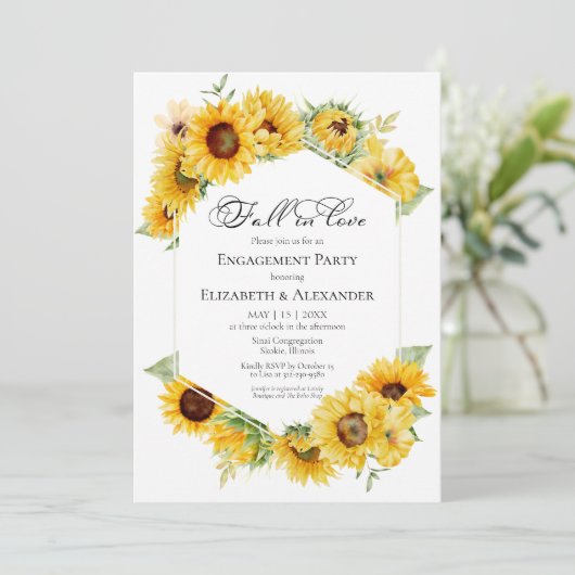 Herfst In Love Zonnebloem Herfst Engagement Party Kaart (Staand voorkant)