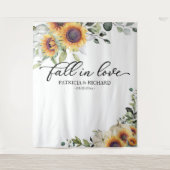 Herfst In Love Zonnebloemen Huwelijksachtergrond Wandkleed (Voorkant)