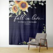 Herfst In Love Zonnebloemen Huwelijksachtergrond Wandkleed (In situ)