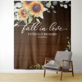 Herfst In Love Zonnebloemen Huwelijksachtergrond Wandkleed (In situ)