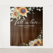 Herfst In Love Zonnebloemen Huwelijksachtergrond Wandkleed (Voorkant)