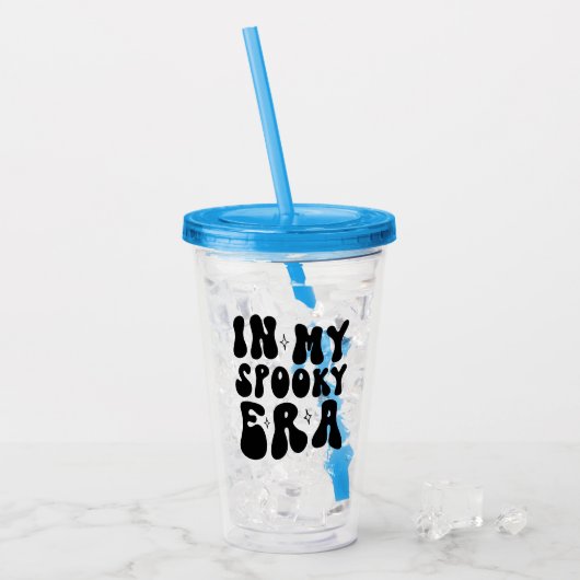 Herfst  In Mijn Spooky Era Retro Halloween Acryl Drinkbeker (Voorkant ijs)