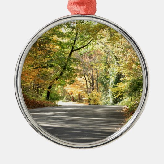 Herfst in New England Back Road Metalen Ornament (Voorkant)