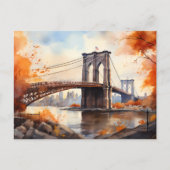 Herfst in New York / Waterverf Brooklyn Bridge Briefkaart (Voorkant)