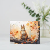 Herfst in NY / Waterverf eekhoorn in Central Park Briefkaart (Staand voorkant)