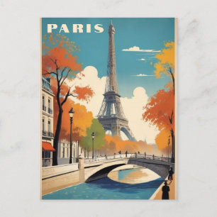 Herfst in Parijs Frankrijk Eiffeltoren Retro Reize Briefkaart