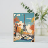 Herfst in Parijs Frankrijk Eiffeltoren Retro Reize Briefkaart (Staand voorkant)