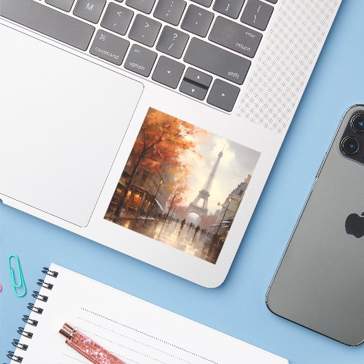  herfst in Parijs Frankrijk Sticker (Laptop met iPhone)